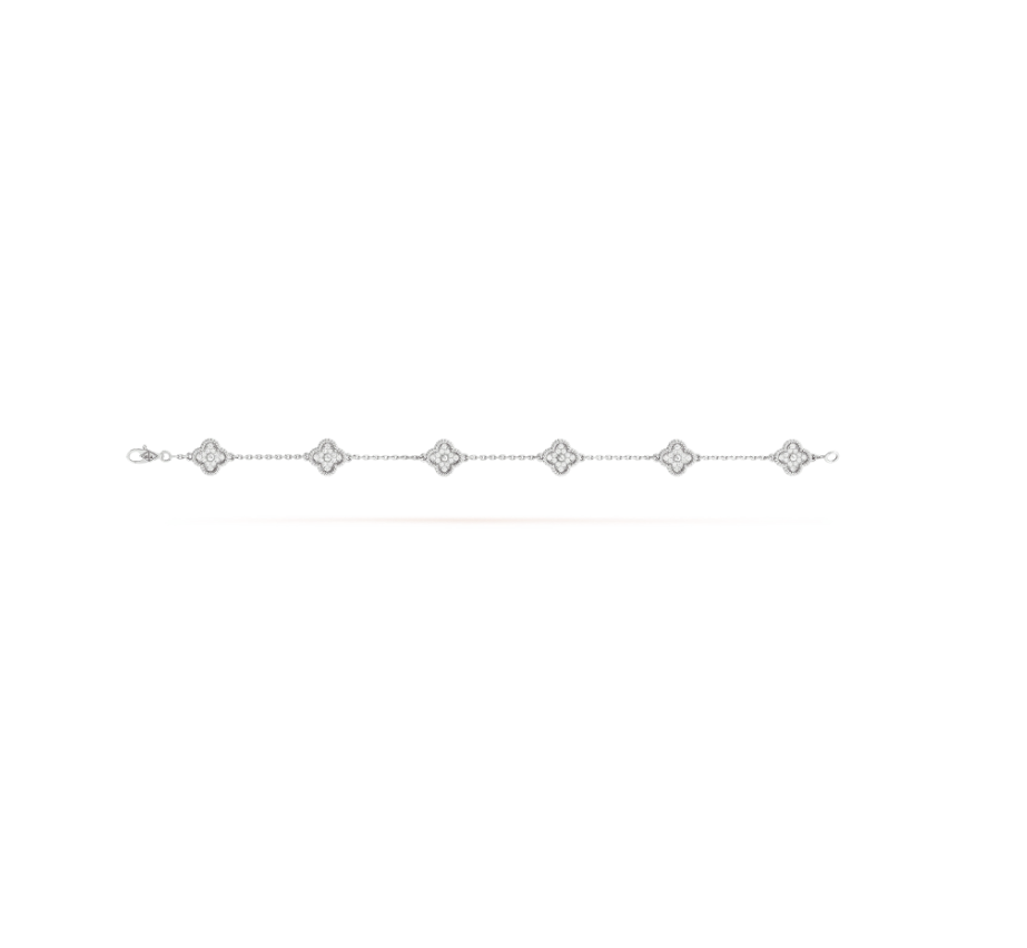 [Cyra]  CLOVER 6 MOTIF SILVER DIAMOND BRACELET