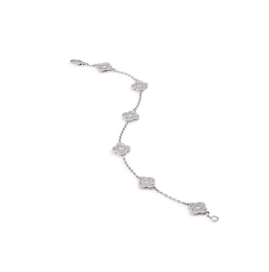 [Cyra]  CLOVER 6 MOTIF SILVER DIAMOND BRACELET