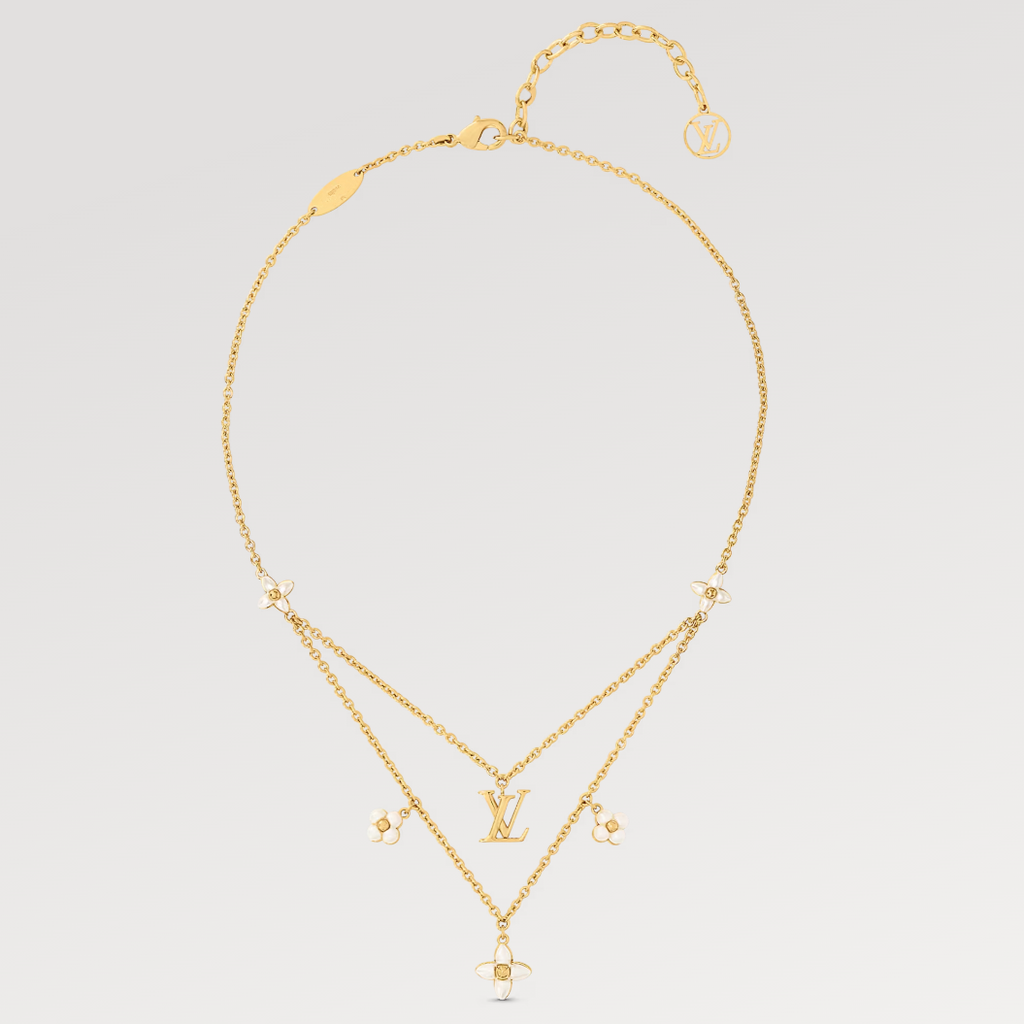 [Cyra]  FLOWERGRAM GOLD MOP DOUBLE ROW NECKLACE