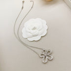 [Cyra] Große BLUMEN Silber DIAMANT-HALSKETTE