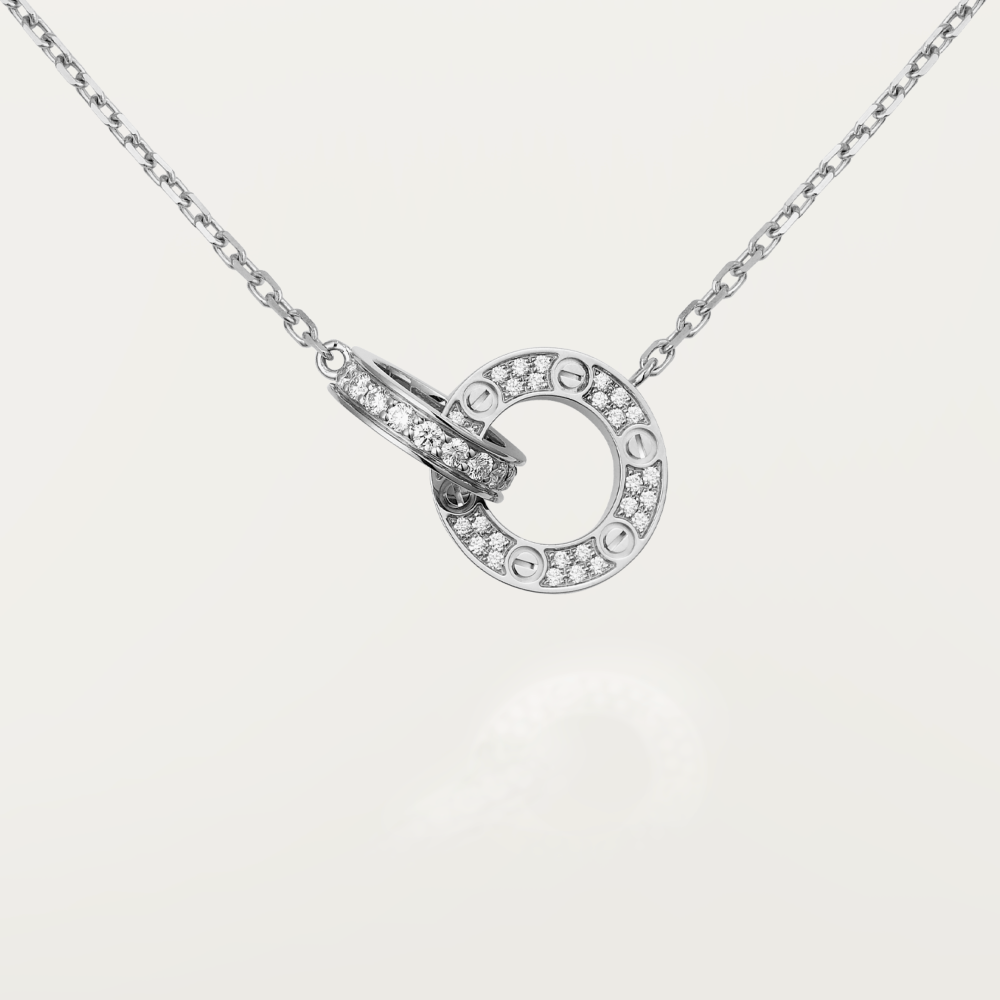 [Cyra]  LOVE 7.6MM NECKLACE ROSE GOLD AND SILVER  FULL DIAMOND
