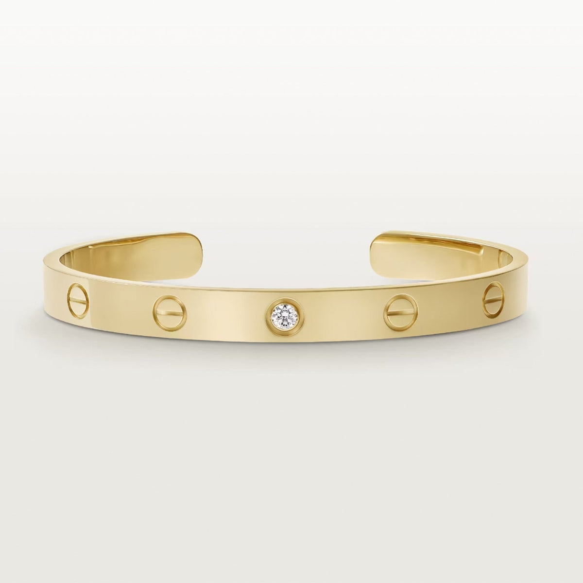 [Cyra]  LOVE BRACELET 6.1MM 1 DIAMOND OPEN CUFF