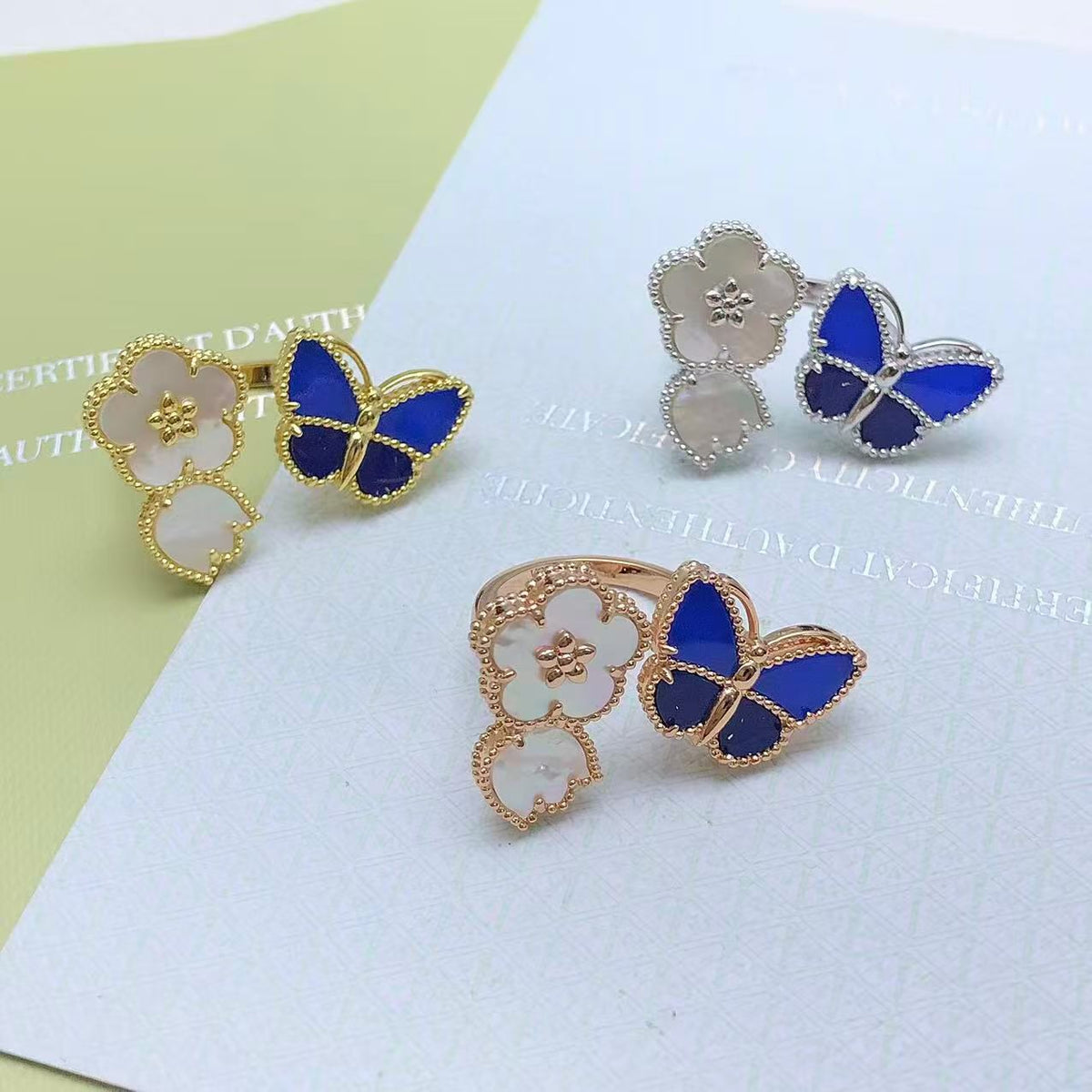 [Cyra]  2026 NEW MODEL SPRING LUCKY 3 MOTIF GOLD RING