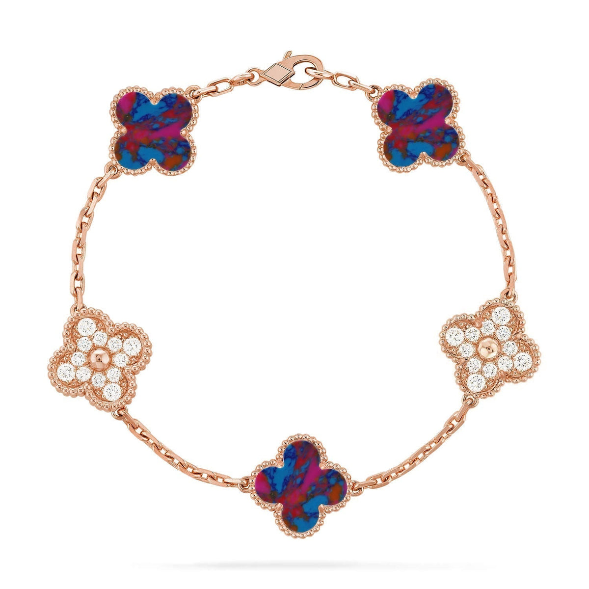 [Cyra] New CLOVER 5 MOTIF COLOR GEMSTONES BRACELET COLLECTION