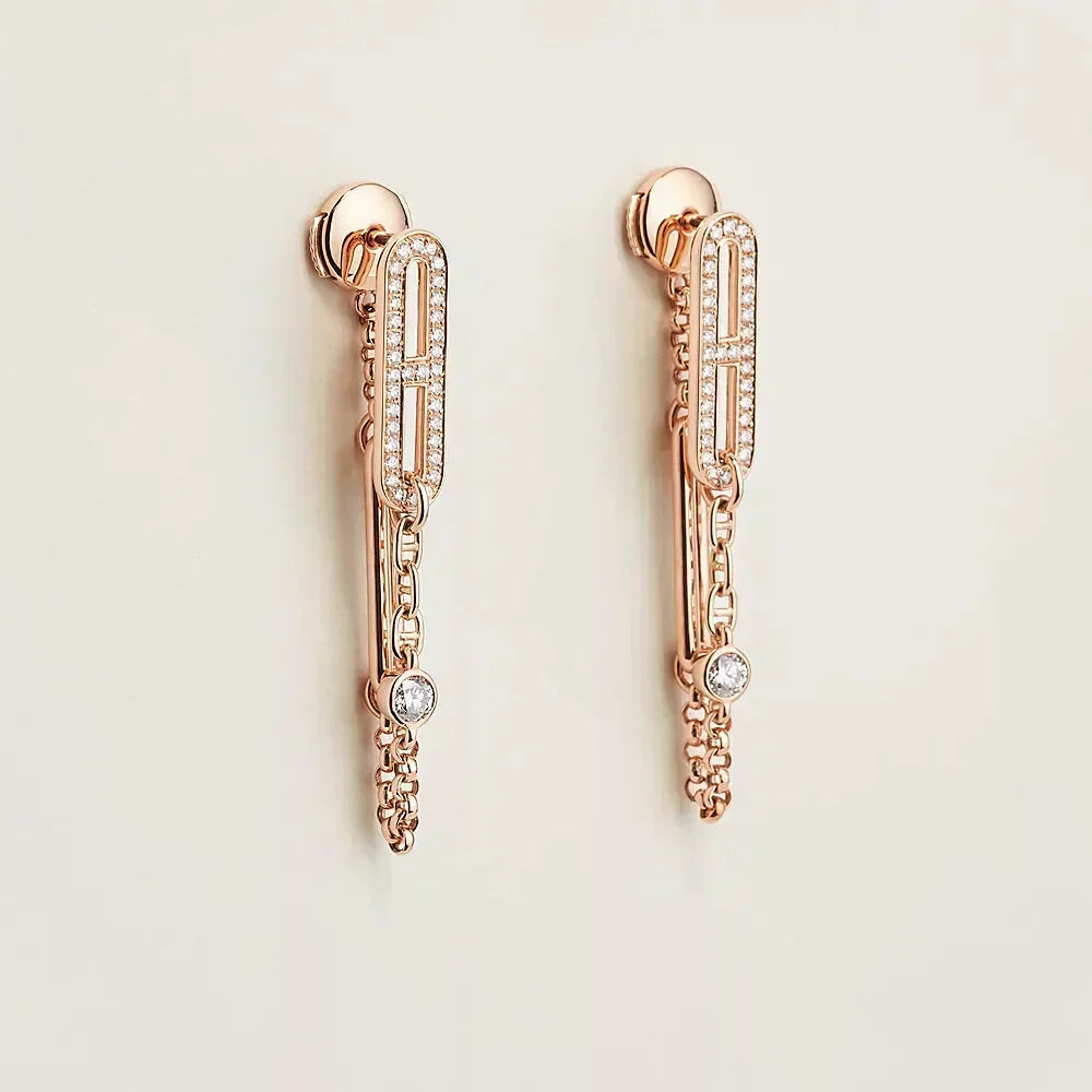 [Cyra]  CHAINE CHAOS DIAMOND DROP EARRINGS