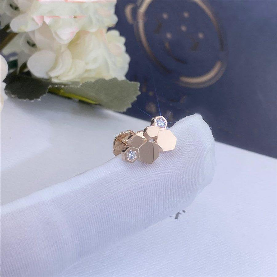 [Cyra]  BEE LOVE PINK GOLD DIAMOND EARRINGS