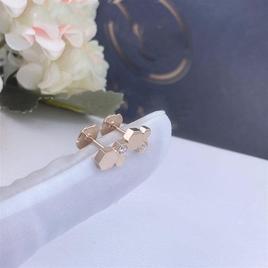 [Cyra]  BEE LOVE PINK GOLD DIAMOND EARRINGS