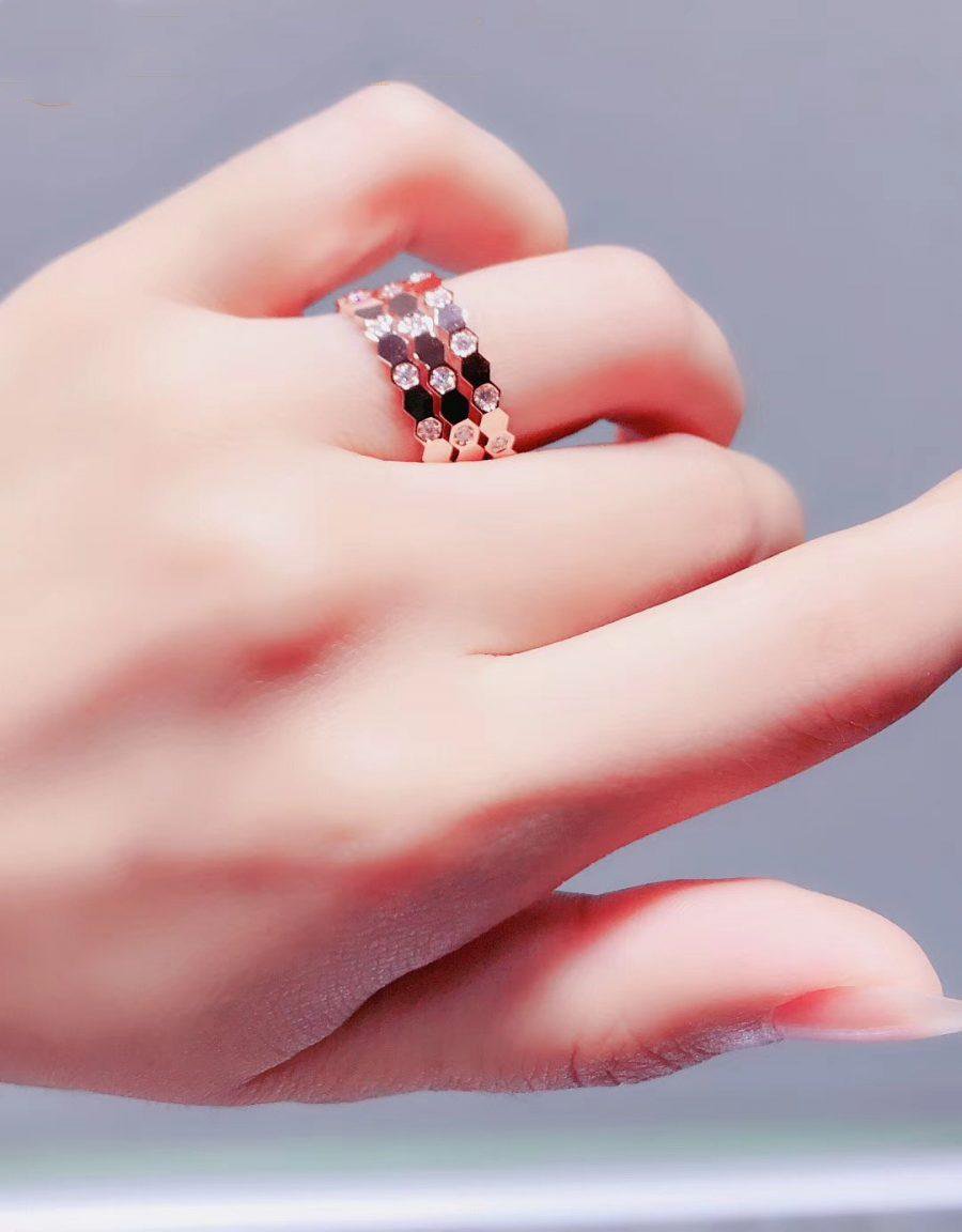 [Cyra]  BEE LOVE RING PINK GOLD DIAMOND