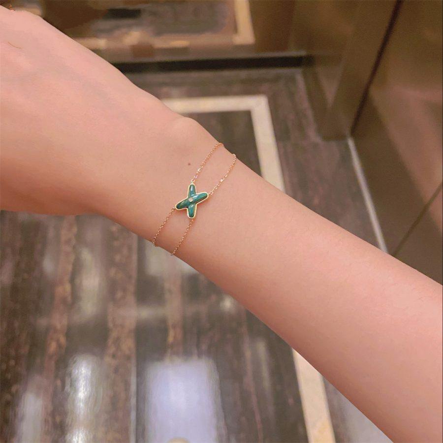 [Cyra]  JEUX ARMBAND MALACHIT ROSÉGOLD 1 DIAMANT