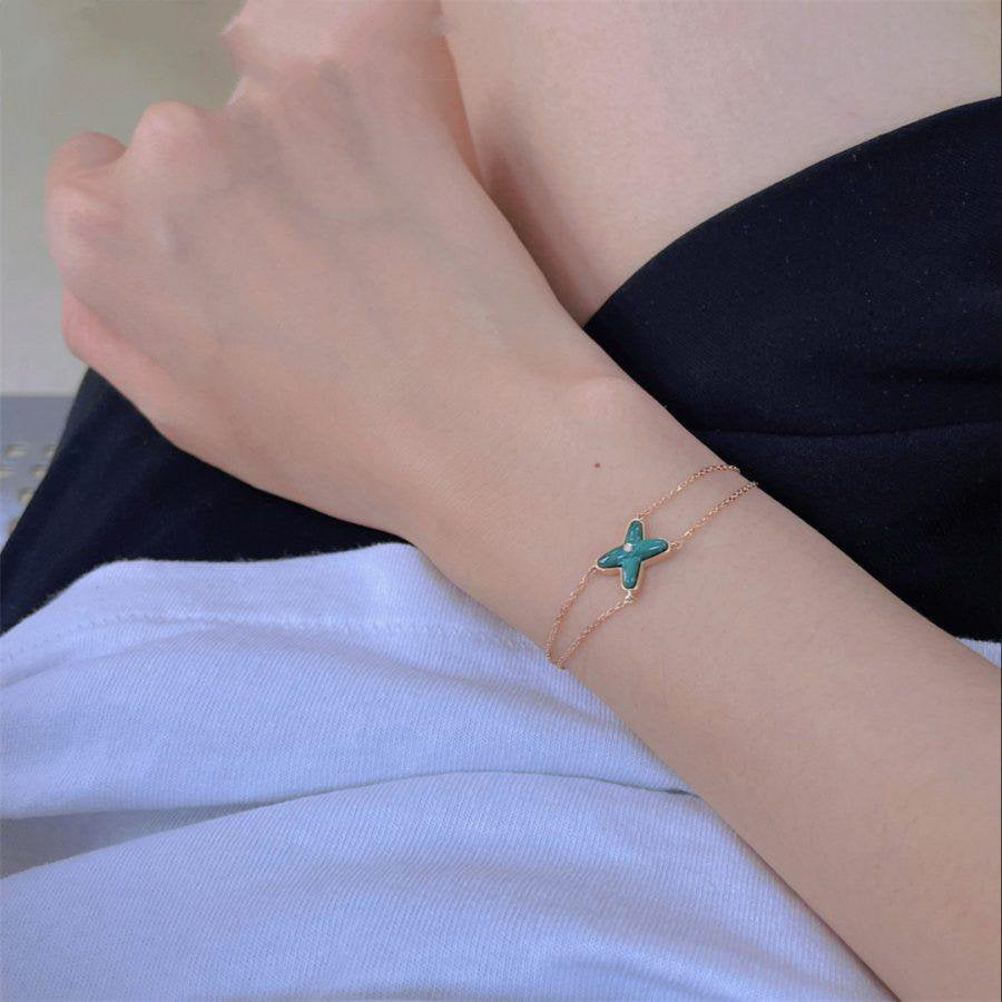 [Cyra]  JEUX ARMBAND MALACHIT ROSÉGOLD 1 DIAMANT
