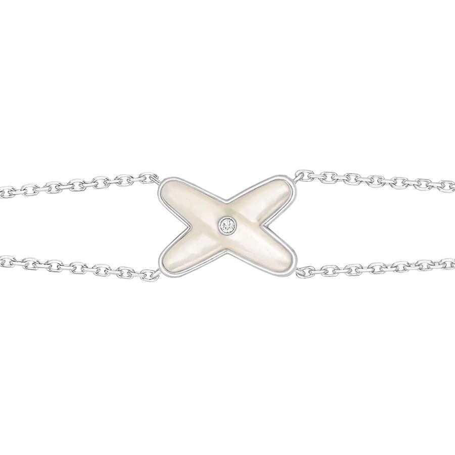 [Cyra]  JEUX ARMBAND WEISSE PERLMUTT SILBER 1 DIAMANT