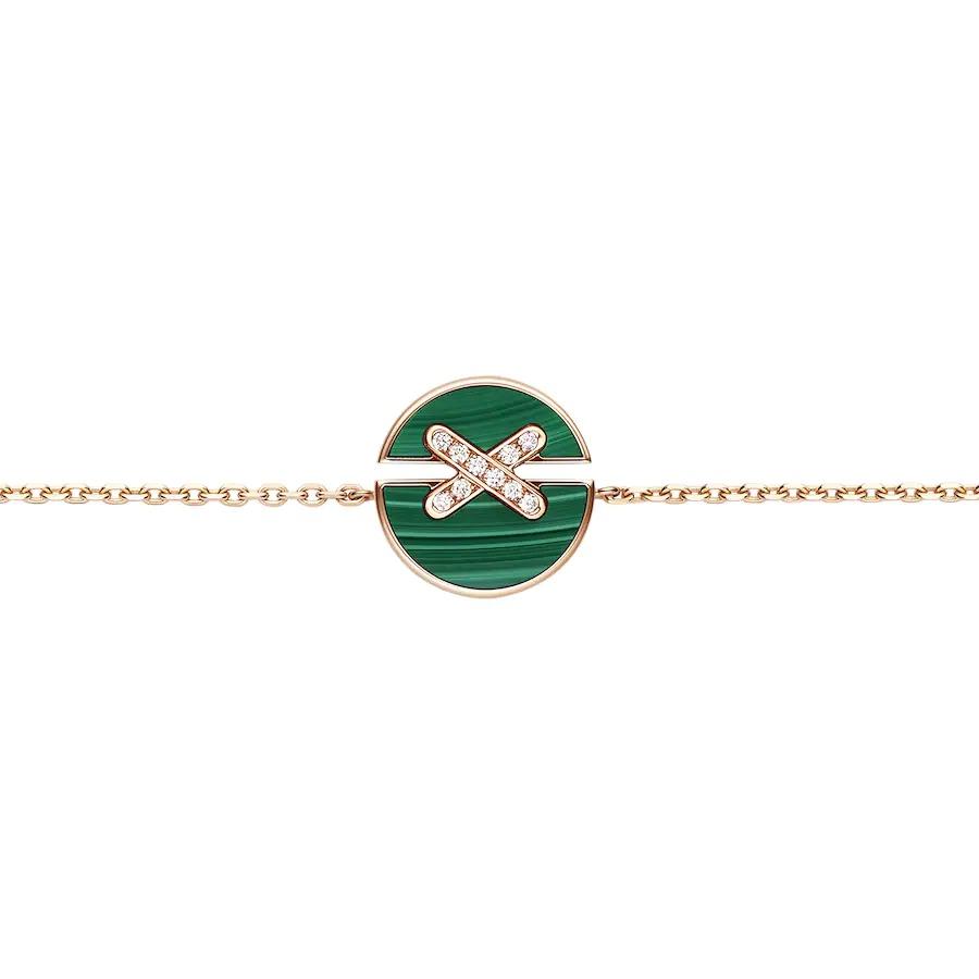 [Cyra]  ARMBAND JEUX MALACHIT ROSÉGOLD DIAMANTEN