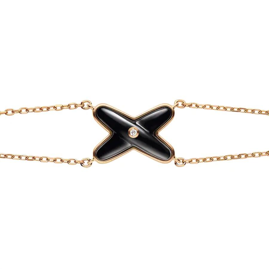 [Cyra]  JEUX BRACELET ONYX PINK GOLD 1 DIAMOND
