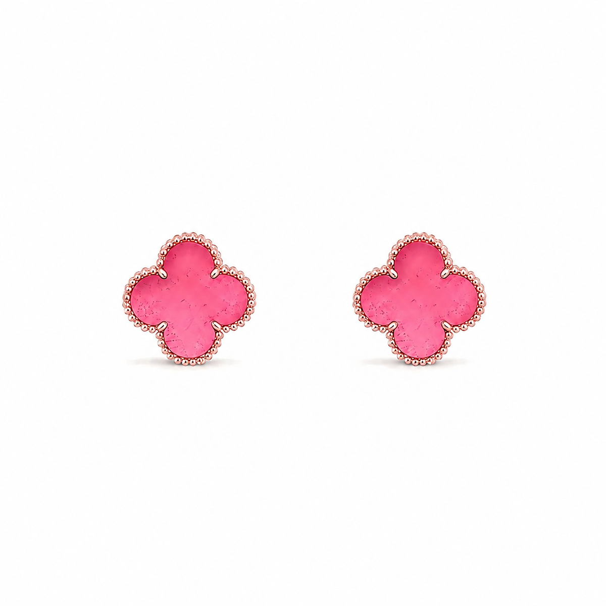 [Cyra] NEW CLOVER 15MM PINK ENAMEL STUD EARRINGS