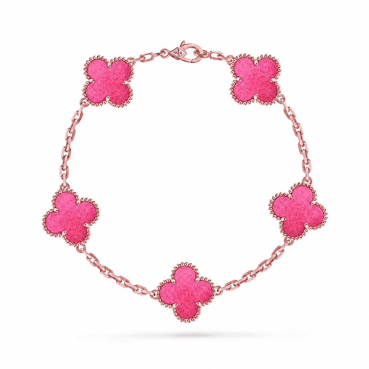 [Cyra] NEW CLOVER 5 MOTIFS PINK ENAMEL BRACELET