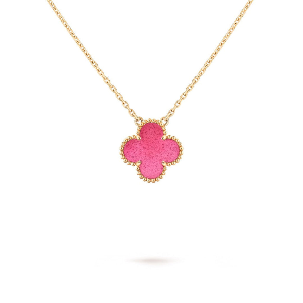 {
  "Cyra": "NEW CLOVER 15MM PINK ENAMEL NECKLACE"
}
