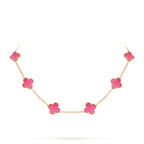 [Cyra] NEUE CLOVER 10 MOTIVE HALSKETTE MIT ROSA EMAILLE