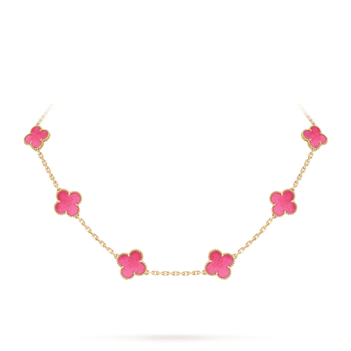 [Cyra] NEUE CLOVER 10 MOTIVE HALSKETTE MIT ROSA EMAILLE