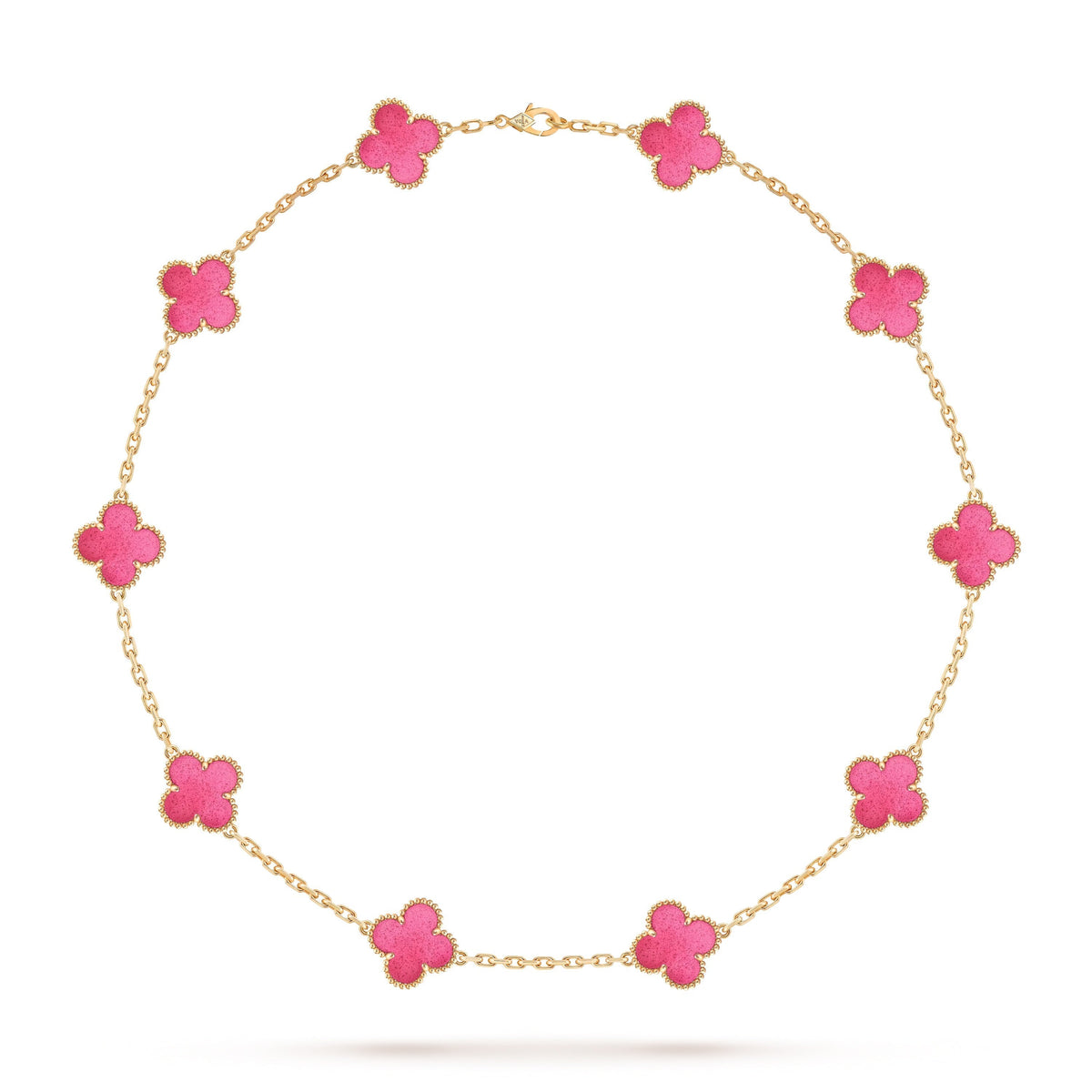 [Cyra] NEUE CLOVER 10 MOTIVE HALSKETTE MIT ROSA EMAILLE