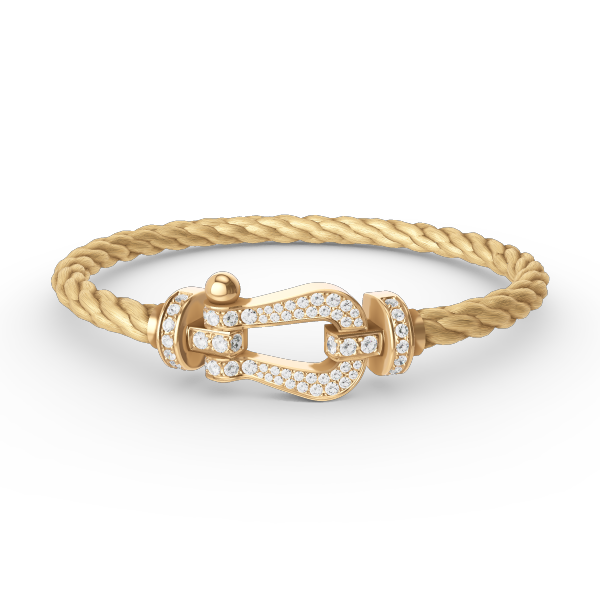 [Cyra]  FORCE LARGE HORSESHOE FULL DIAMOND BRACELET GOLD