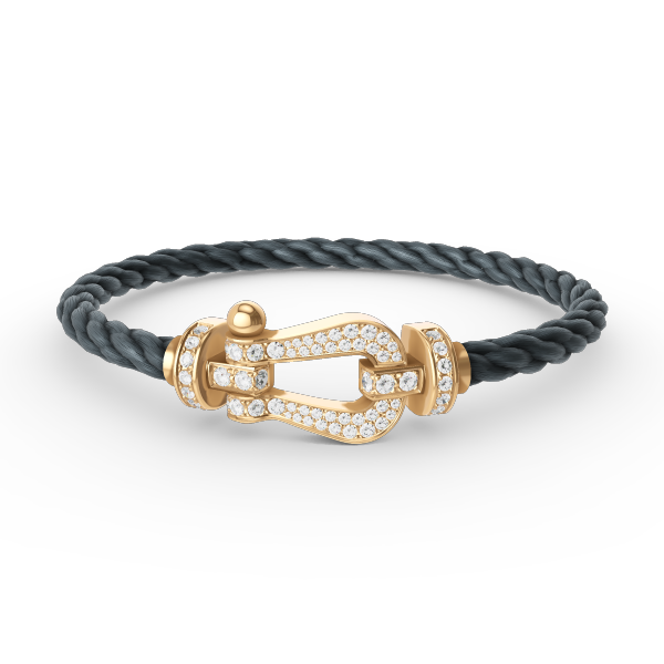 [Cyra]  FORCE LARGE HORSESHOE FULL DIAMOND BRACELET GOLD