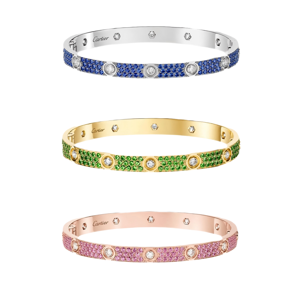 [Cyra]  2026 PAVE GEMSTONE LOVE BRACELET 6.1MM 10 DIAMONDS