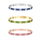 [Cyra]  2026 PAVE GEMSTONE LOVE BRACELET 6.1MM 10 DIAMONDS