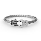 [Cyra]  FORCE LARGE HORSESHOE BLACK WHITE DIAMOND BRACELET SILVER