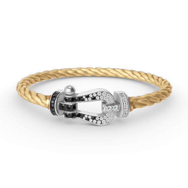 [Cyra]  FORCE LARGE HORSESHOE BLACK WHITE DIAMOND BRACELET SILVER