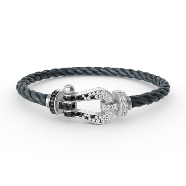 [Cyra]  FORCE LARGE HORSESHOE BLACK WHITE DIAMOND BRACELET SILVER