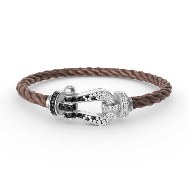 [Cyra]  FORCE LARGE HORSESHOE BLACK WHITE DIAMOND BRACELET SILVER