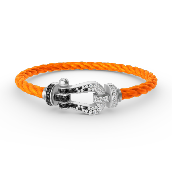 [Cyra]  FORCE LARGE HORSESHOE BLACK WHITE DIAMOND BRACELET SILVER