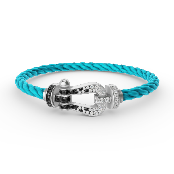 [Cyra]  FORCE LARGE HORSESHOE BLACK WHITE DIAMOND BRACELET SILVER