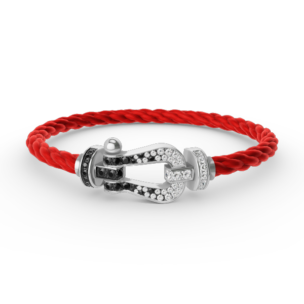 [Cyra]  FORCE LARGE HORSESHOE BLACK WHITE DIAMOND BRACELET SILVER
