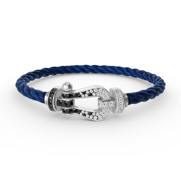[Cyra]  FORCE LARGE HORSESHOE BLACK WHITE DIAMOND BRACELET SILVER