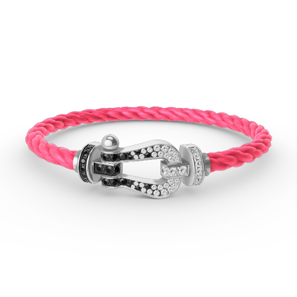 [Cyra]  FORCE LARGE HORSESHOE BLACK WHITE DIAMOND BRACELET SILVER