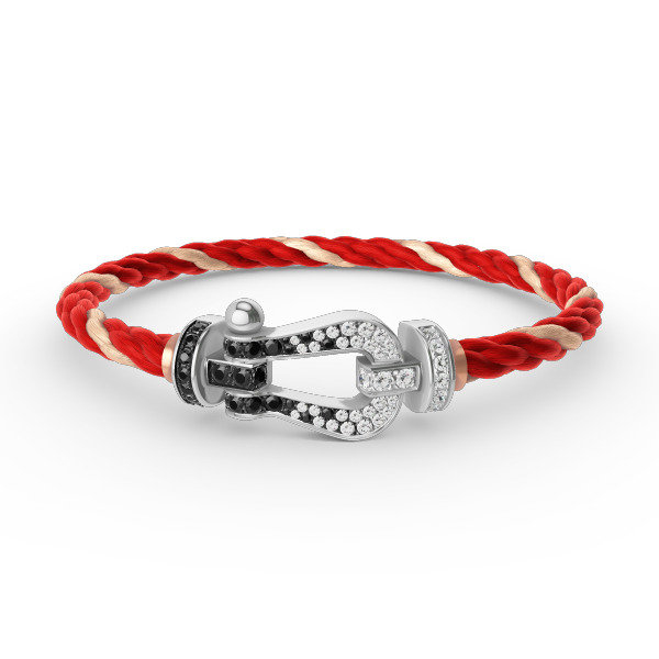 [Cyra]  FORCE LARGE HORSESHOE BLACK WHITE DIAMOND BRACELET SILVER
