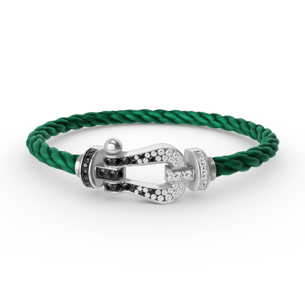 [Cyra]  FORCE LARGE HORSESHOE BLACK WHITE DIAMOND BRACELET SILVER