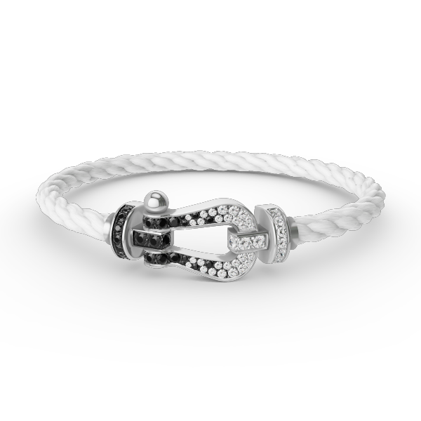 [Cyra]  FORCE LARGE HORSESHOE BLACK WHITE DIAMOND BRACELET SILVER