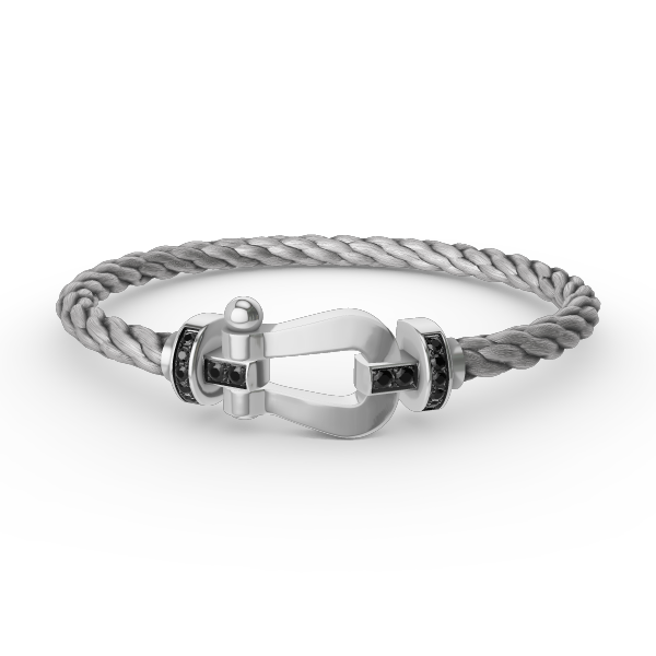 [Cyra]  FORCE LARGE HORSESHOE BLACK DIAMOND BRACELET SILVER