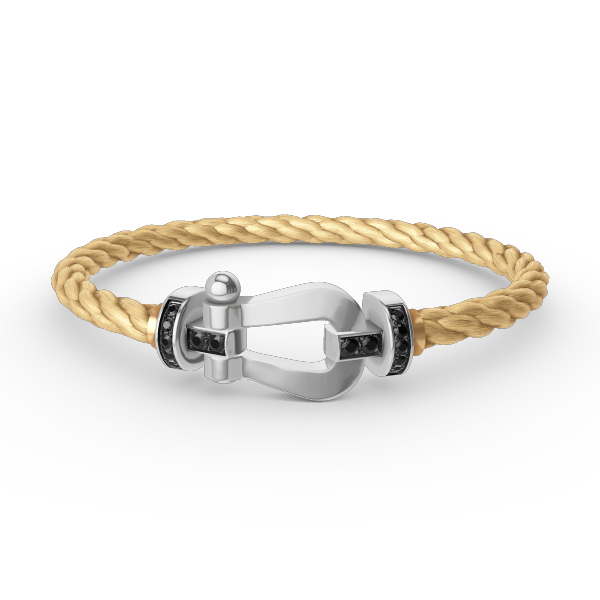 [Cyra]  FORCE LARGE HORSESHOE BLACK DIAMOND BRACELET SILVER