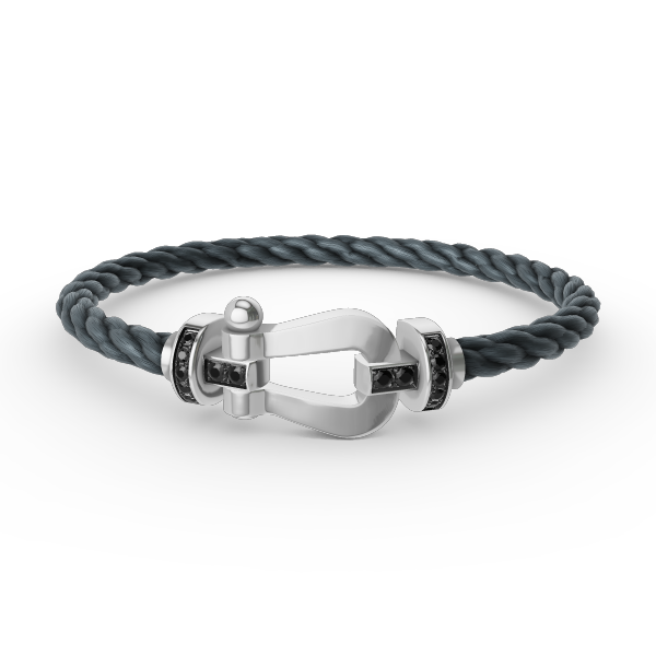 [Cyra]  FORCE LARGE HORSESHOE BLACK DIAMOND BRACELET SILVER