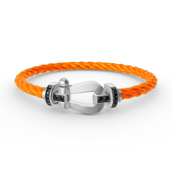 [Cyra]  FORCE LARGE HORSESHOE BLACK DIAMOND BRACELET SILVER