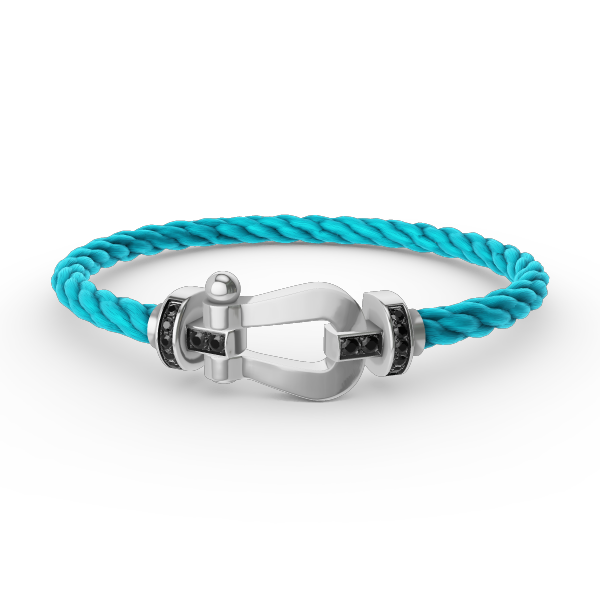 [Cyra]  FORCE LARGE HORSESHOE BLACK DIAMOND BRACELET SILVER