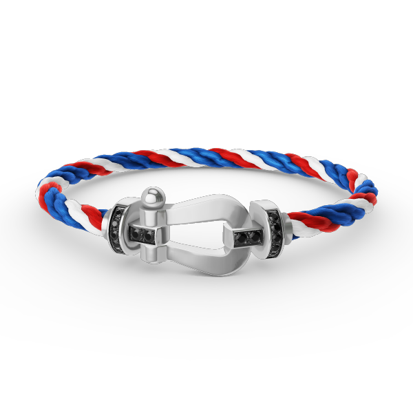 [Cyra]  FORCE LARGE HORSESHOE BLACK DIAMOND BRACELET SILVER