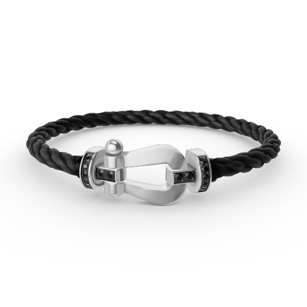 [Cyra]  FORCE LARGE HORSESHOE BLACK DIAMOND BRACELET SILVER