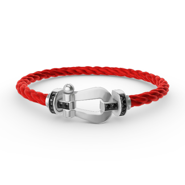[Cyra]  FORCE LARGE HORSESHOE BLACK DIAMOND BRACELET SILVER