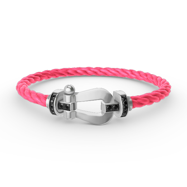 [Cyra]  FORCE LARGE HORSESHOE BLACK DIAMOND BRACELET SILVER