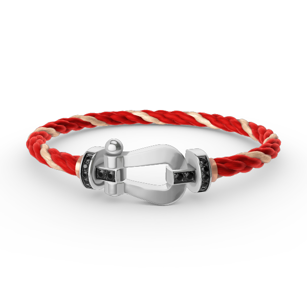 [Cyra]  FORCE LARGE HORSESHOE BLACK DIAMOND BRACELET SILVER