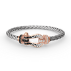 [Cyra]  FORCE LARGE HORSESHOE BLACK WHITE DIAMOND BRACELET ROSE GOLD